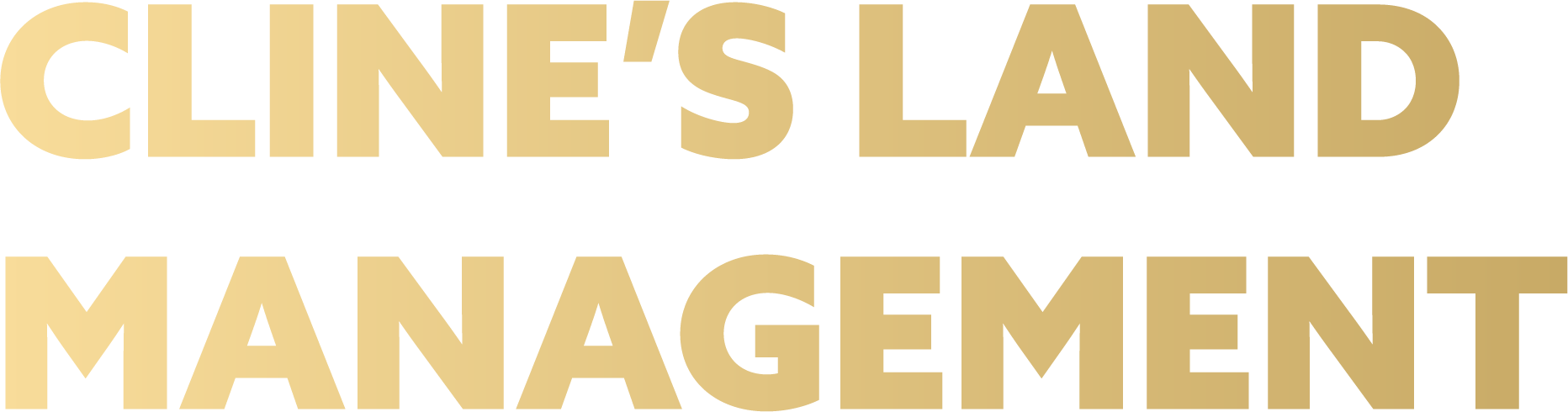 Cline's Land Management name in a gold gradient font color.